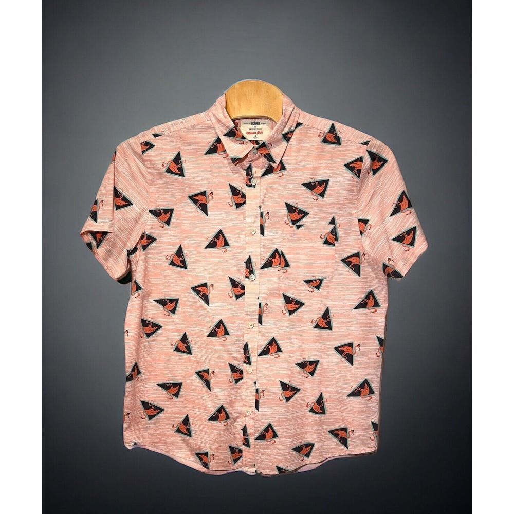 Urban Pipeline Short Sleeve Pink Flamingo Camp Shirt Beach Cruise Men's Size XL